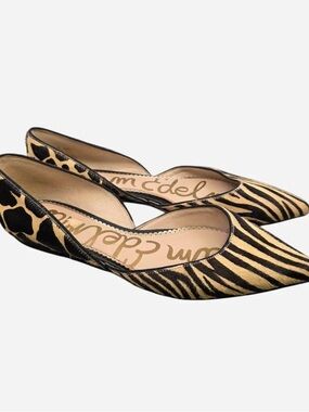 Sam Edelman Rodney D’Orsay Pointed-Toe Business Eclectic Flats in Animal Prints